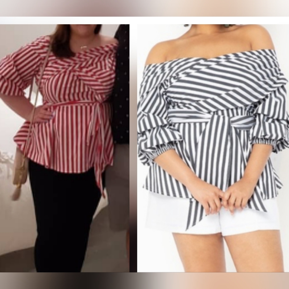 Eloquii Stripped Off The Shoulder Top